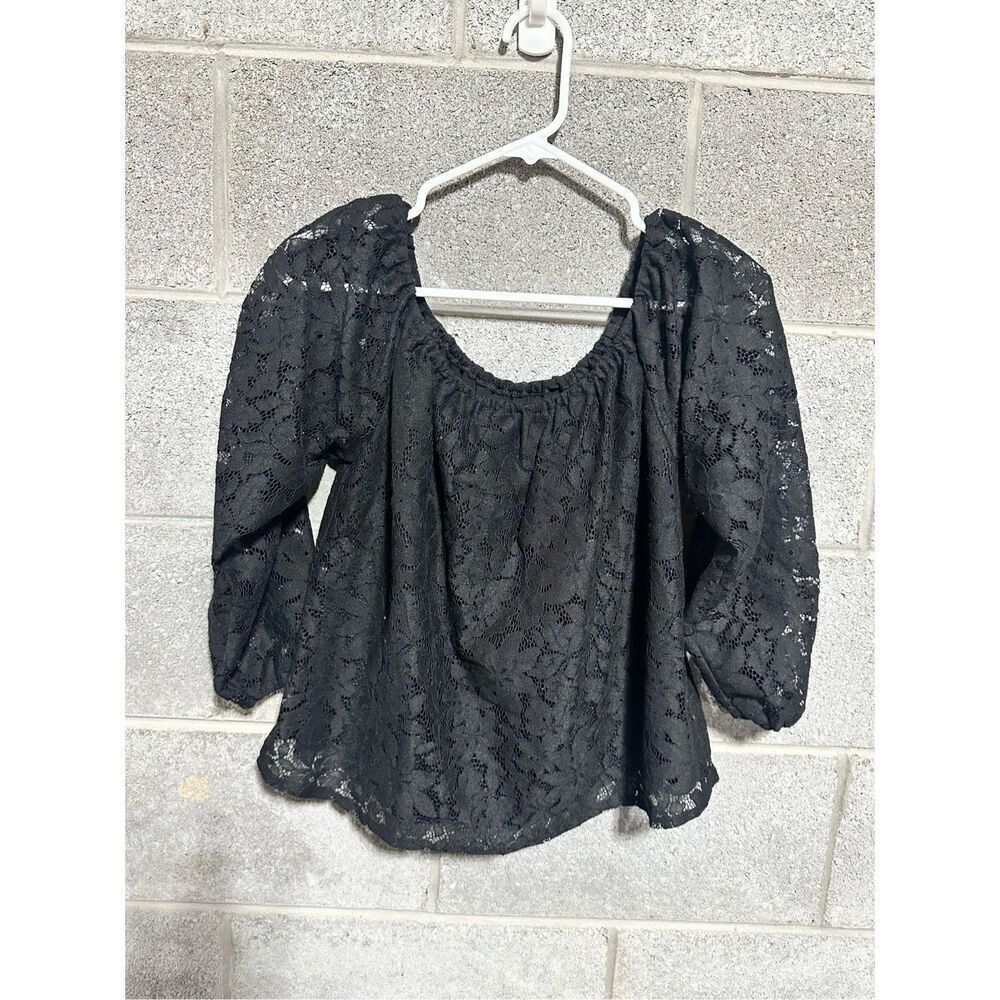 Hollister Floral Silk Shirt for Women Net Blouse Long Sleeves Black Medium Size